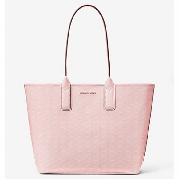 NWT Michael Kors Pink ‘Jodie’ Monogram Jacquard Large Tote Bag in “Powder Blush” - Picture 1 of 10